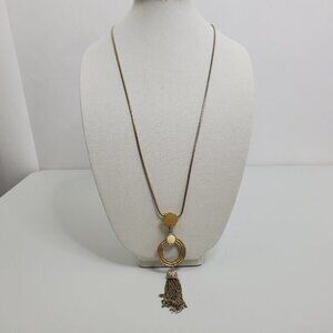 Lydell Inc Necklace Tassel Mod Art Deco White‎ Yell